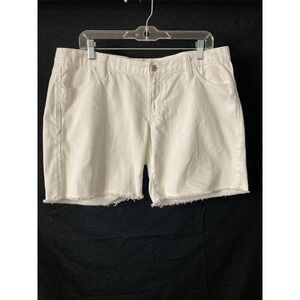 Old Navy Boyfriend Shorts White Denim Women's Size 14 Distressed Jean Y2K‎